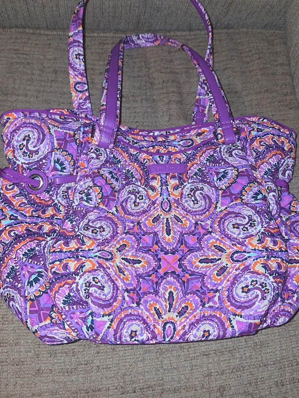 Purple Vera Bradley Quilted Tote Bag